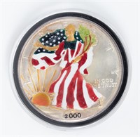 Coin 2000 Colored Silver Eagle In Case