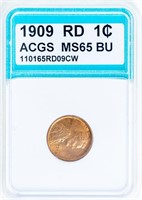 Coin 1909 RD Lincoln Wheat Cent - ACGS MS65