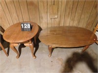 Oak Coffee Table ~ Oak End Table ~ with Glass Tops