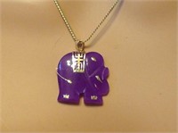 14K Gold Amethyst Elephant Necklace