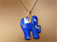 14K Gold Sodalite Elephant Necklace