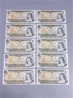 Canadian 1973 $1.00 Uncirculated Dollar Bills