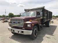 1984 FORD F-600 W/18' DUMPING STAKE BED 2WD