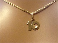 14K #10 Diamond Accent Pendant Necklace