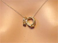 14K Gold 2 Rings Pendant Necklace