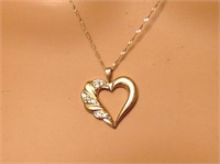 14K Gold Heart Diamond Accent Necklace