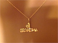 14K Gold Grandma Pendant Necklace