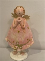 Ceramic/wood angel praying Figurine - measures 8”