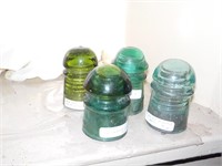 4 olive green and other 3" insulators
