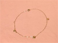 10K Gold Anklet With Hearts