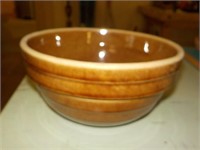 Primitive 8" pottery brown mixing bowl