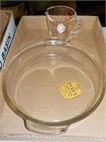 New old Pyrex measuring cup and 9" ovenware