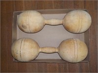 2 wood 15" dumbbells