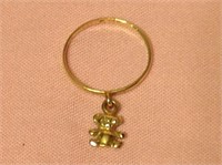 14K Gold Dangle Teddybear Ring