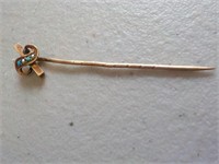 Gold tone seed pearl stick pin, unmarked