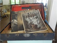 Early suitcase with magazines 19x10x5"