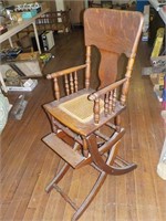 Oak cane seat drop down youth chair