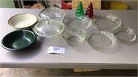 Pyrex bowls, pie dishes, stonecrest bowl