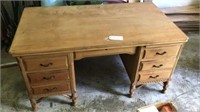 Solid wood antique 6 drawer desk 5’ long 34” wide