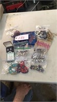 Jewelry bag, ear rings, bracelets, necklaces