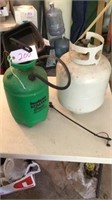Hudson sprayer 3 gallon and propane bottle
