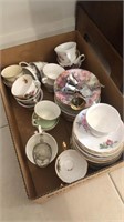 Box lot of Assorted Goldrimed China