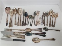 Approx. 32 Misc. Silver Plate Silverware Pieces