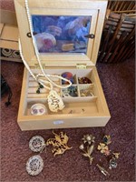 Wooden Jewelry Box w/ contents