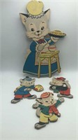 1953 Mother Goose Pin-Ups Dolly Toy Co 3 Kittens
