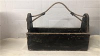 Antique Old Black Paint Wood Tool Box