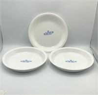3 Corningware Blue Cornflower Pie Plates