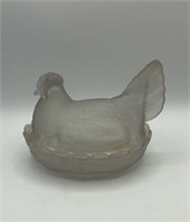 8" Glass Hen on Nest Candy Dish