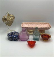 California Pottery Pink Planter, Amberina Glass