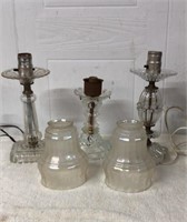 1940s Boudoir Lamps, Glass Shades