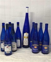 10 Cobalt Blue Glass Wine Bottles