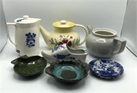 Porcelier, Hall, Teapots, Blue Delft Shoe etc