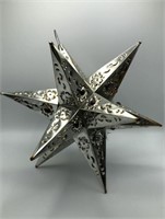 18" Ornate Silverplate Color Glass Bead Star