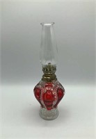 1950s Ruby Flash EAPG Glass Oil Lamp