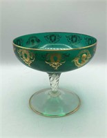 Mid Century Emerald Cameo Side Compote