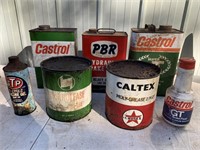 Mixed oil tins, Castrol, PBR, Caltex etc
