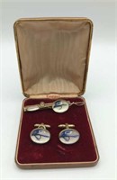 Vintage Campus Fly Fishing Tie Clasp, Cuff Links