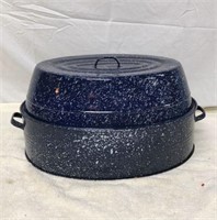 Blue Speckled Graniteware Roaster