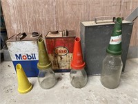 Mixed lot oil bottles & tins