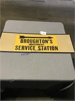 BROUGHTON'S SERVICE STATION FRAMED SIGN, 12X36