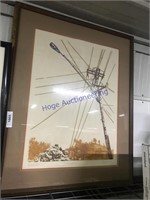 ELECTRIC LINE FRAMED PICTURE, 27 X 33"