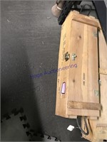 WOOD BOX W/ HINGED LID, 10 X 33 X 10" TALL