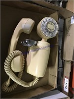 OLD ROTARY WALL PHONE, BEIGE