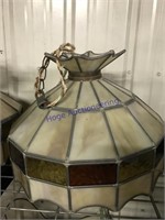 STAIN GLASS HANGING SHADE, APPROX 16" ACROSS