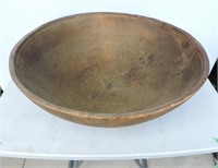 Large Antique Wood Dough Bowl 20"D
