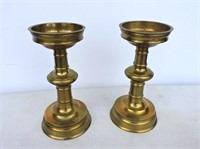 Pair Heavy Brass Candlesticks 8"T